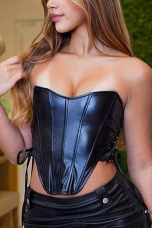 Lace down bustier top