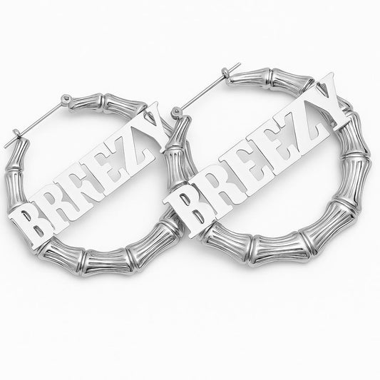 Breezy Bowl Bamboo Hoop Earrings Silver