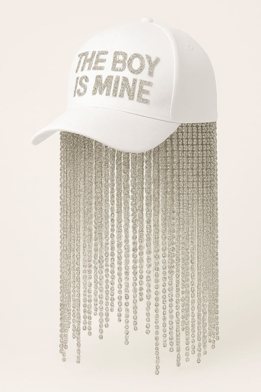 "THE BOY IS MINE" Crystal Fringe Baseball Cap Where Street Meets Sparkle