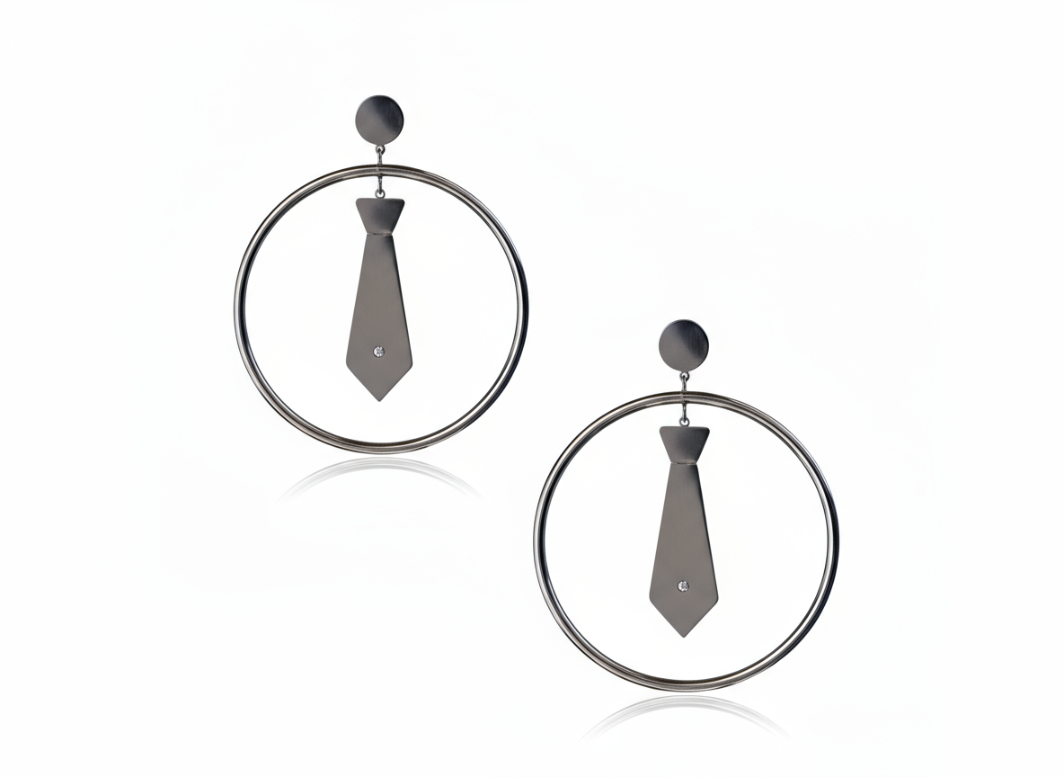 Boss Necktie Hoop Earrings
