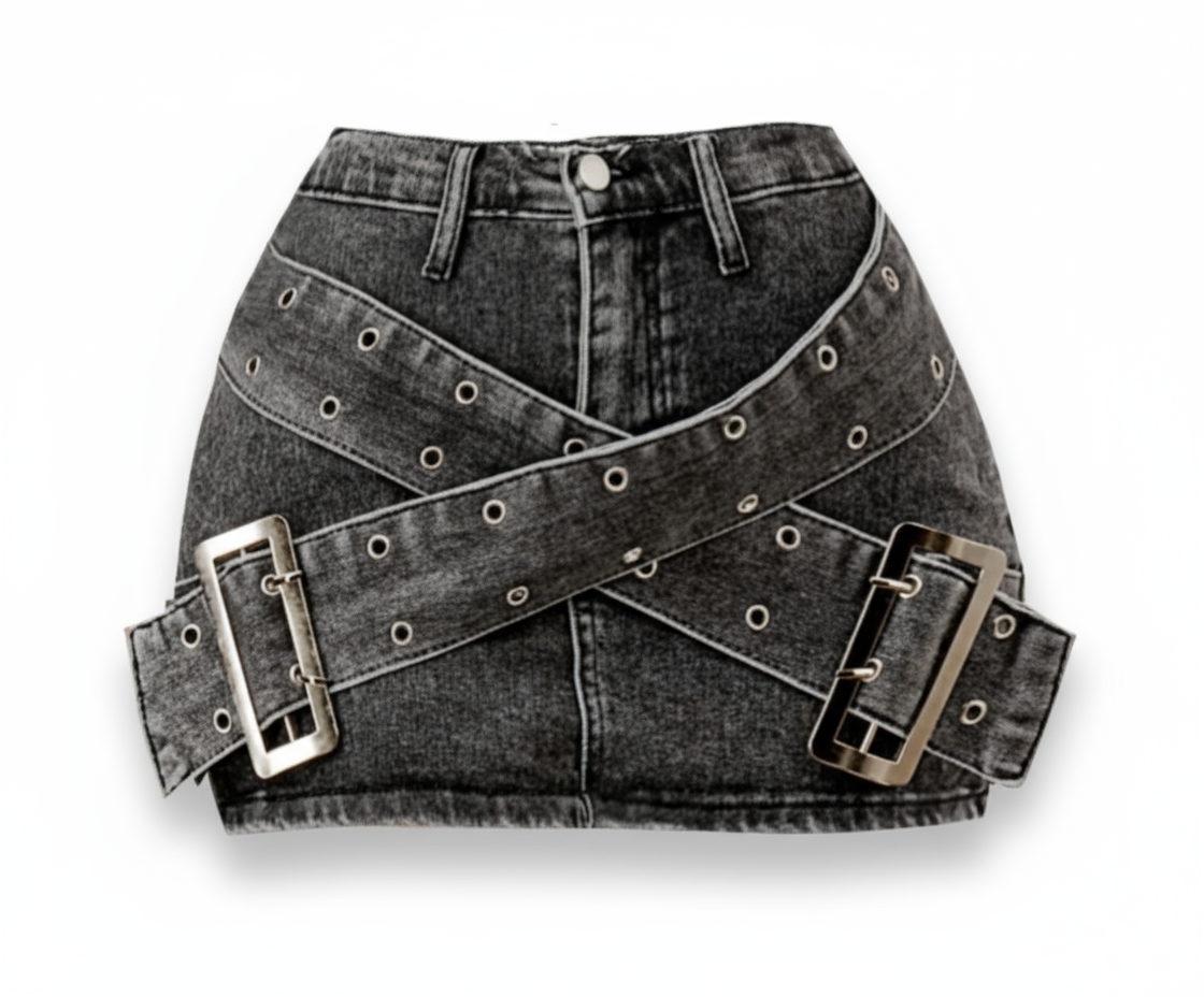 Acid Washed Belt Skirt