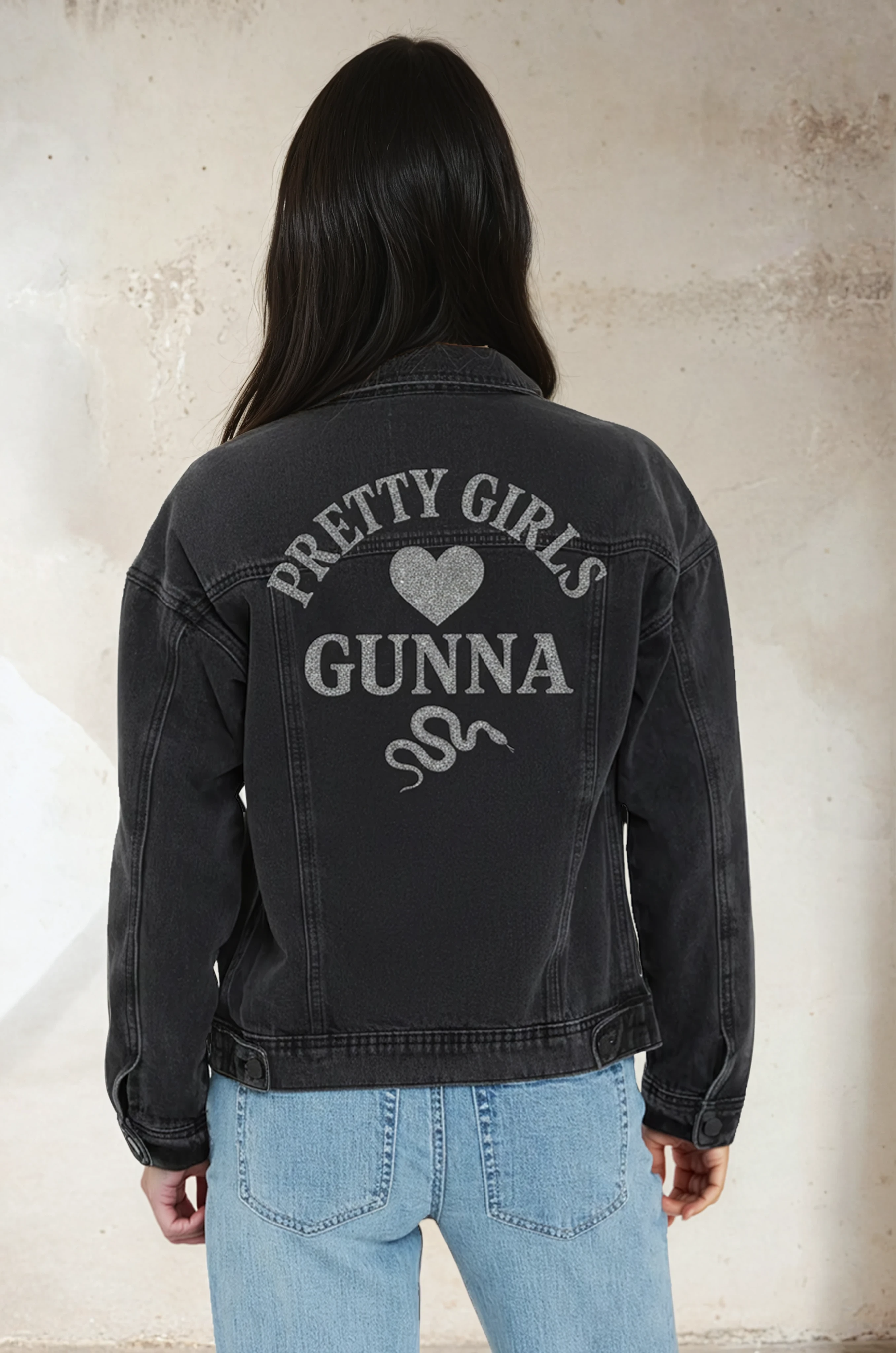Image of WGFT Pretty Girls Denim Jacket — Gunna WUN WORLD TOUR 2025
