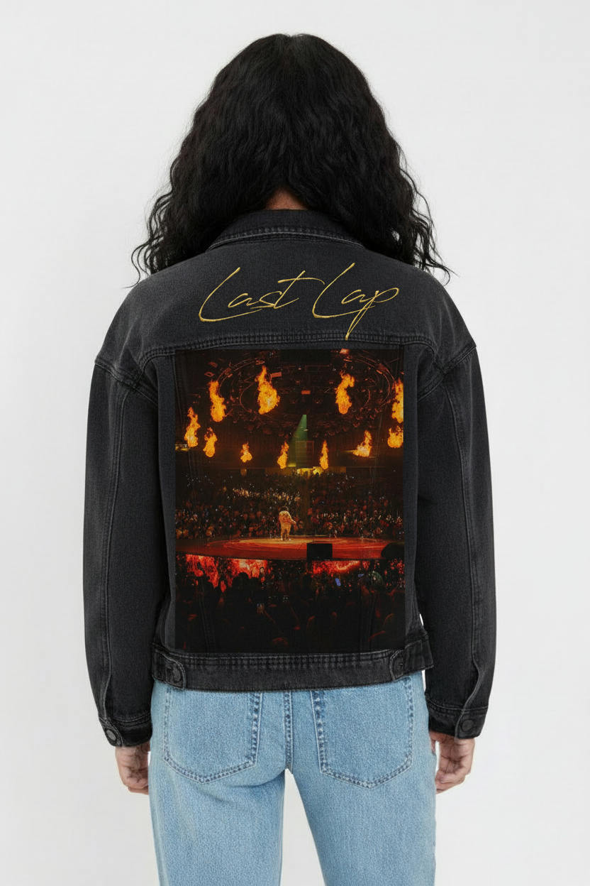 "Last Lap" Vintage Black Denim Jacket