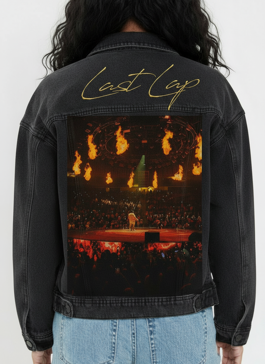 "Last Lap" Vintage Black Denim Jacket