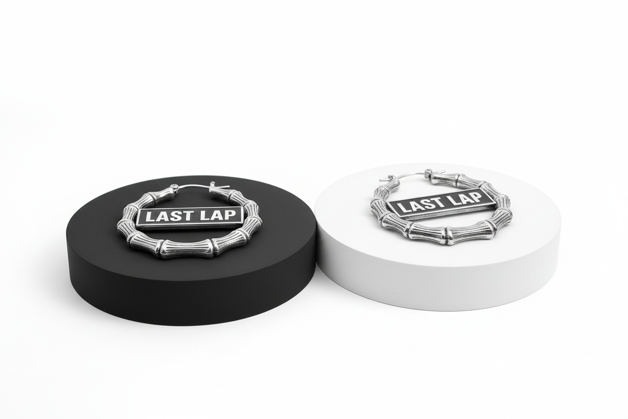 "Last Lap" Silver Bamboo Hoop Earrings