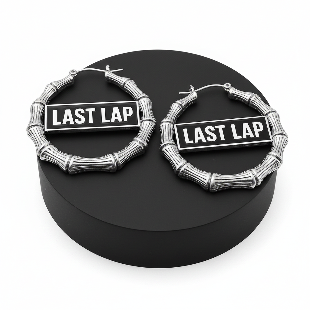 "Last Lap" Silver Bamboo Hoop Earrings