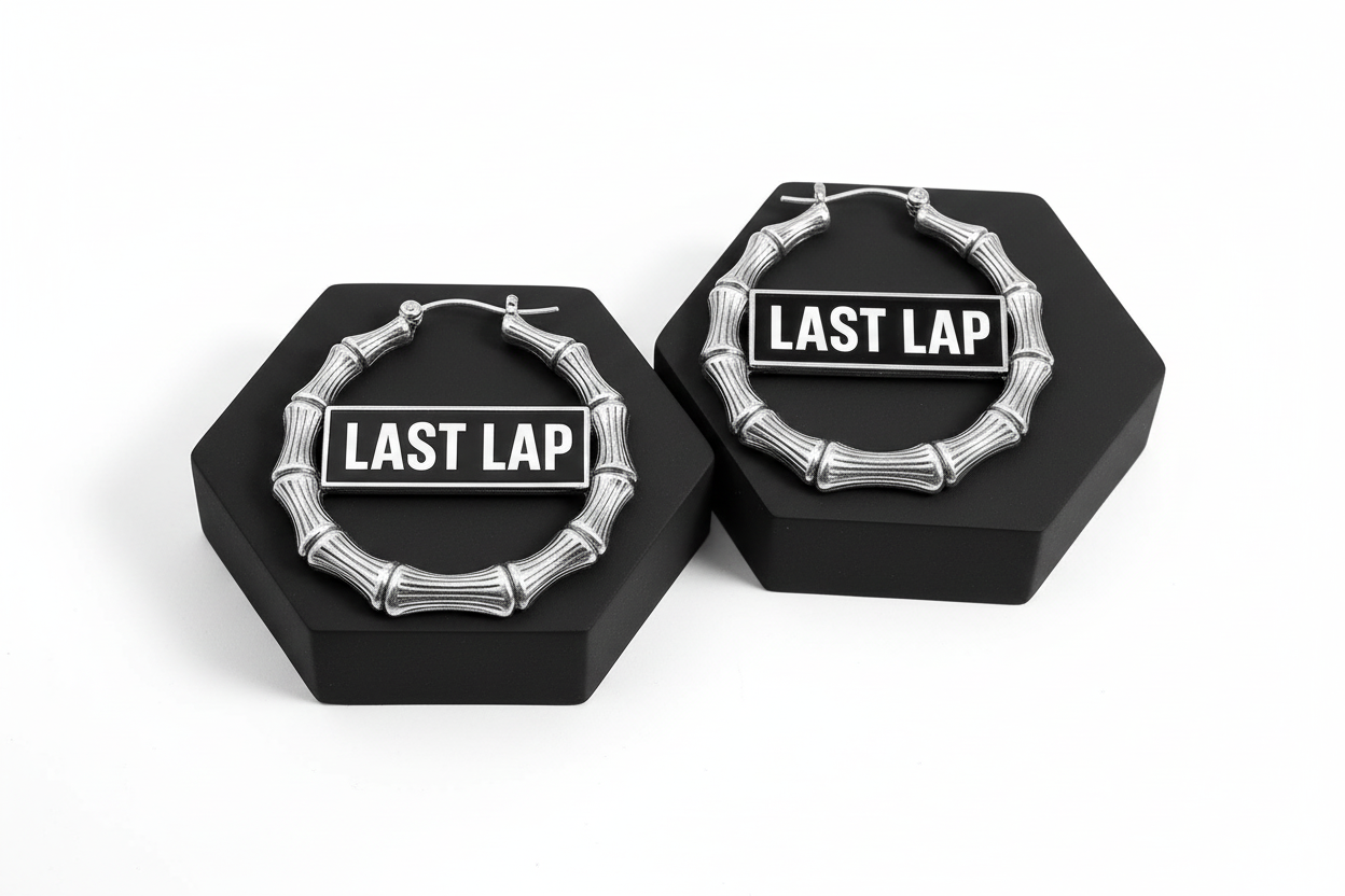 "Last Lap" Silver Bamboo Hoop Earrings