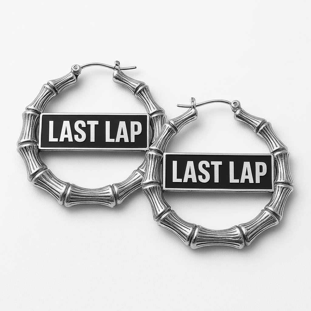 "Last Lap" Silver Bamboo Hoop Earrings