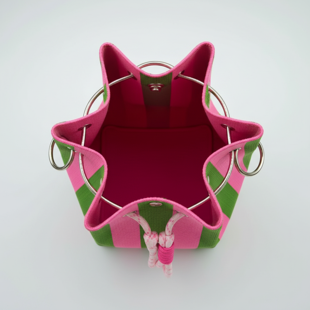 Image of Pink Goes Good with Green Striped Bucket Bag