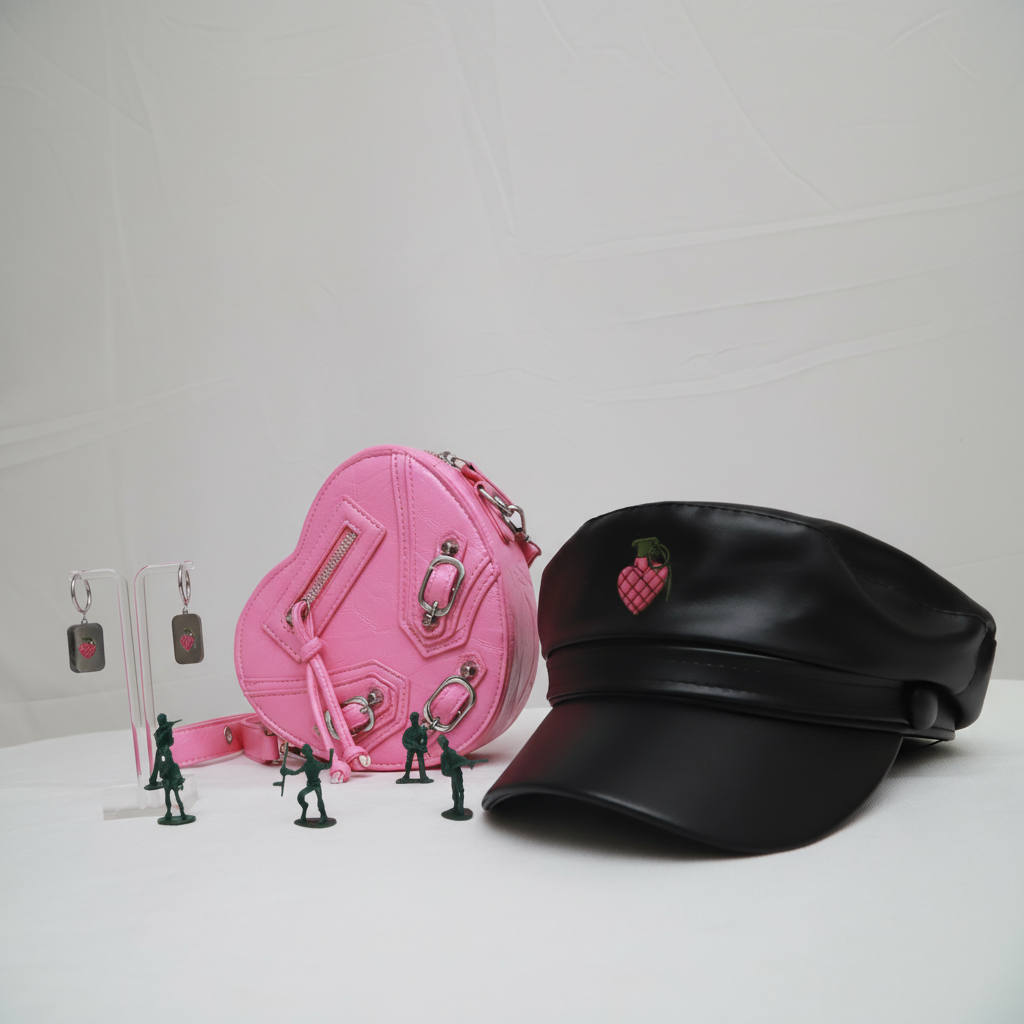 Image of Heart Grenade Leather Beret