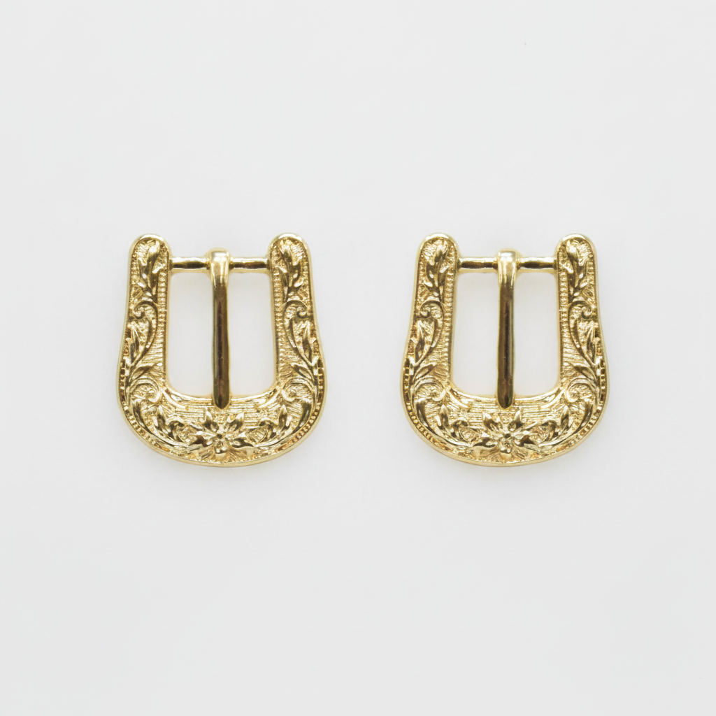 Image of Gold Western Belt Buckle Earrings | Cowgirl Studs