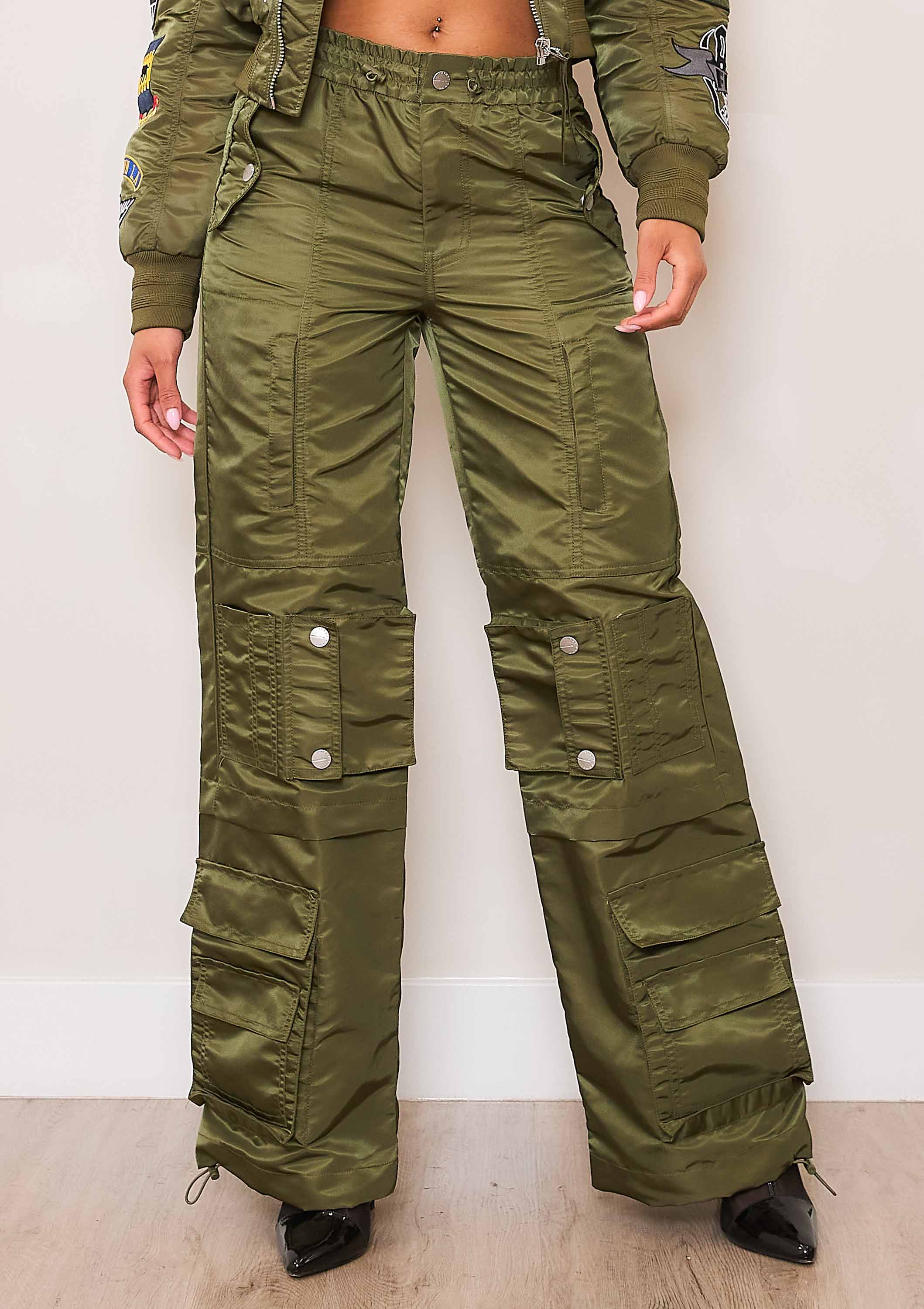 UTILITY NYLON WIDE CARGO PANTS