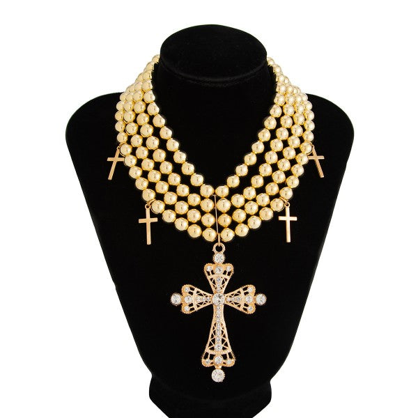Punk-style Diamond-encrusted Cross Necklace