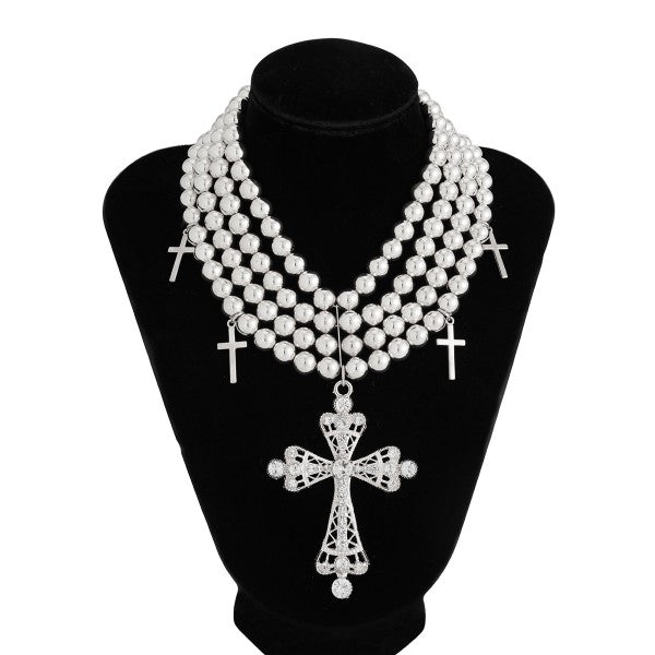 Punk-style Diamond-encrusted Cross Necklace
