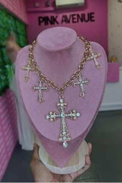 Image of Hip-hop Punk Diamond Cross Pendant Necklace