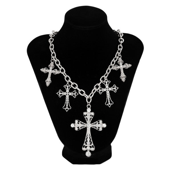 Image of Hip-hop Punk Diamond Cross Pendant Necklace