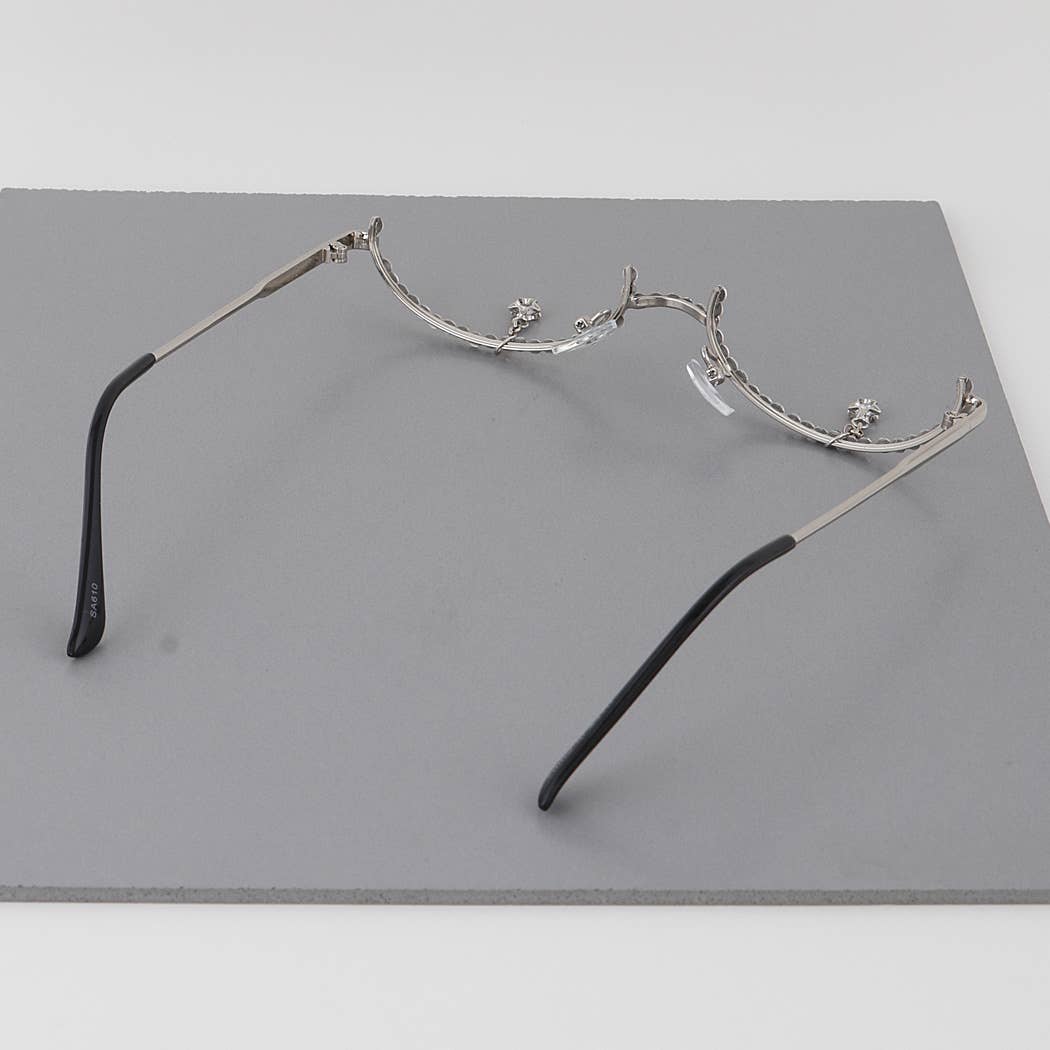 Boss Rhinestone Half Framed Oval Glasses