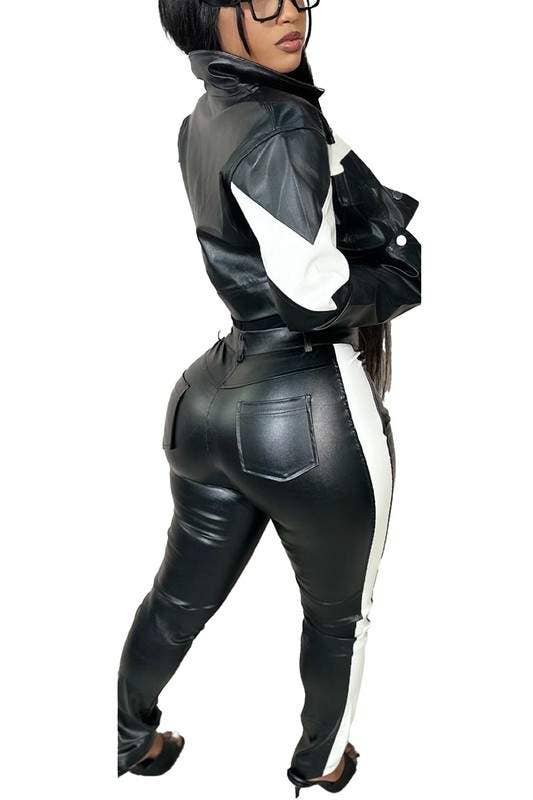 Image of Leather jacket and pants set