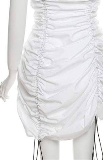 Image of Sexy drawstring ruched white dress women