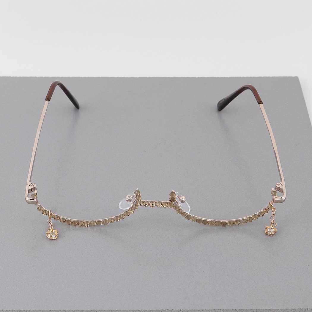 Boss Rhinestone Half Framed Oval Glasses