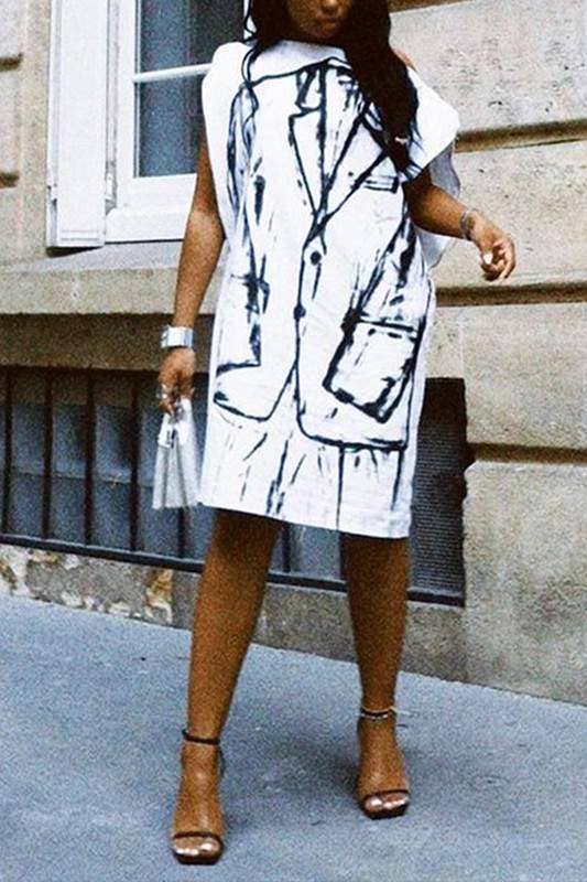 Image of Boss Blazer Designer Zipper Shirt Dress