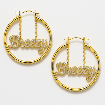 Breezy Bowl Rhinestone Hoop Earrings