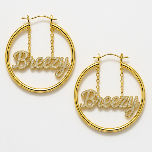 Breezy Bowl Rhinestone Hoop Earrings