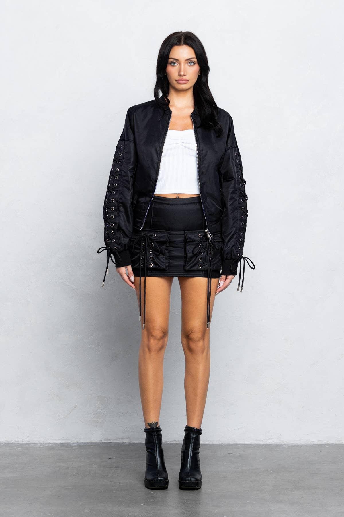 Padded Bomber Cargo Mini Skirt