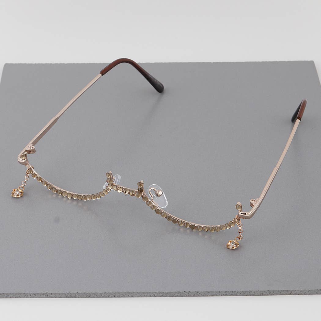 Boss Rhinestone Half Framed Oval Glasses