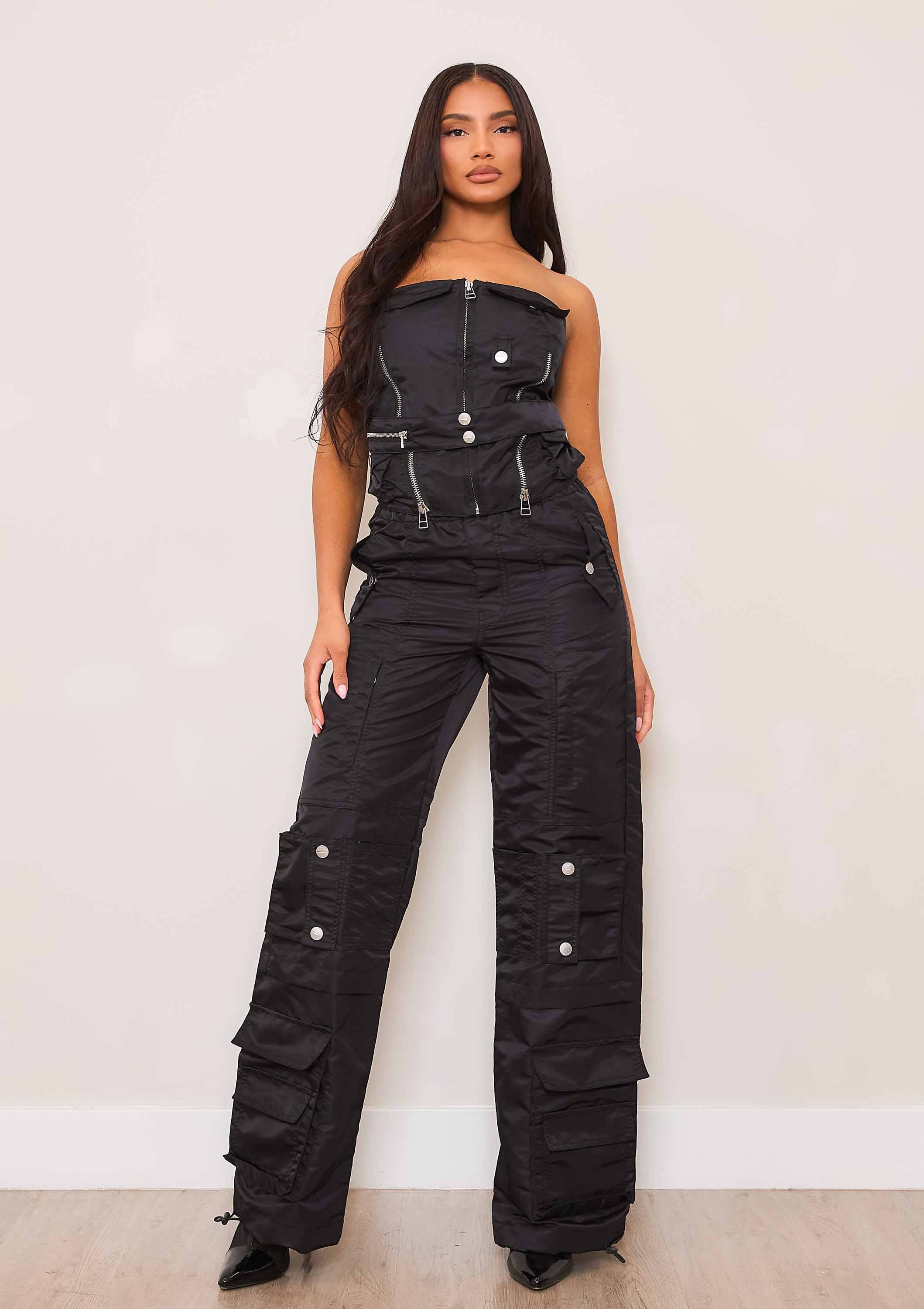 UTILITY NYLON WIDE CARGO PANTS