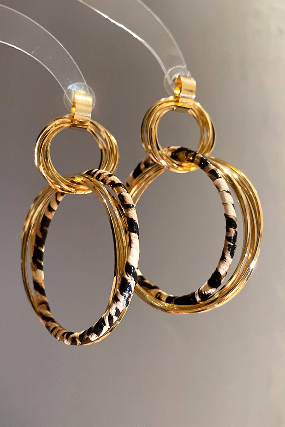 Image of Cheetah Triple Hoop Gold Earrings