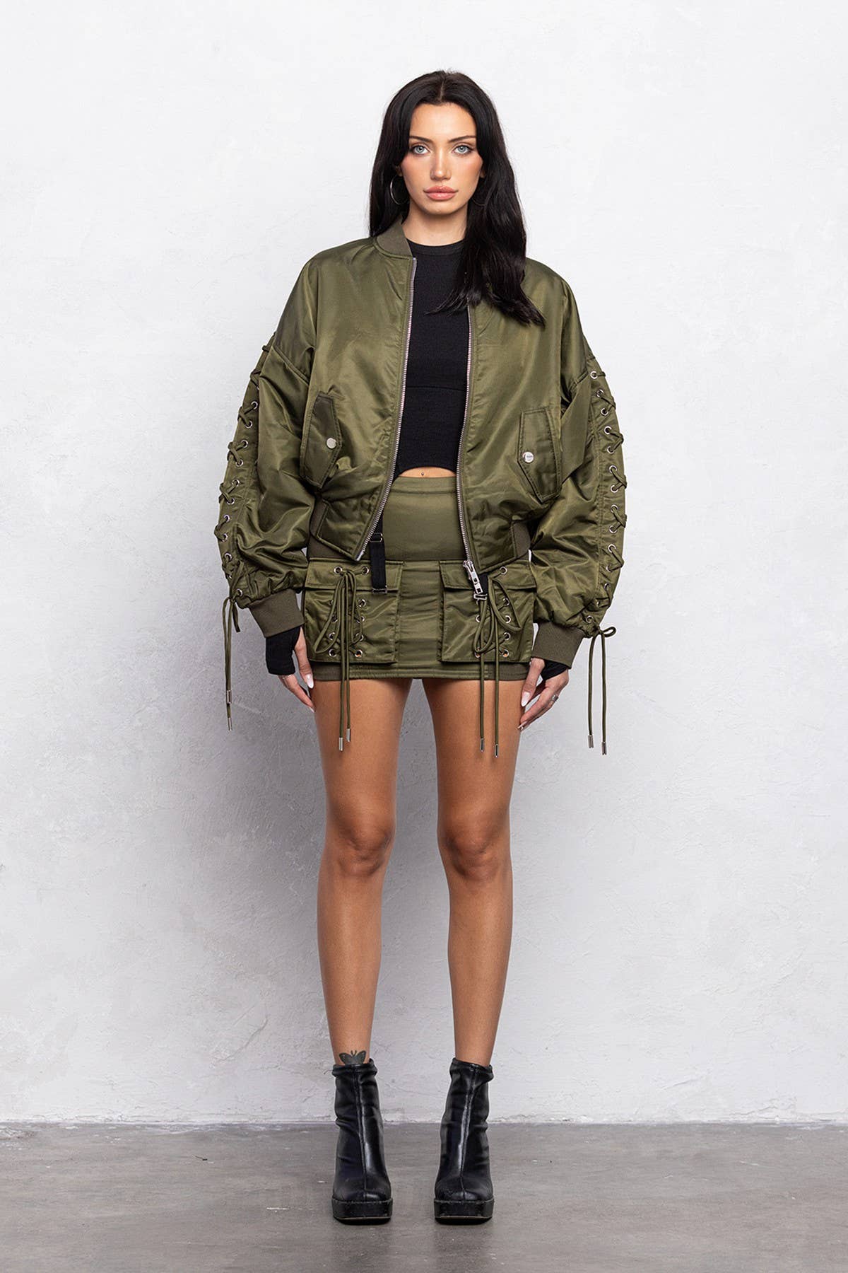 Padded Bomber Cargo Mini Skirt