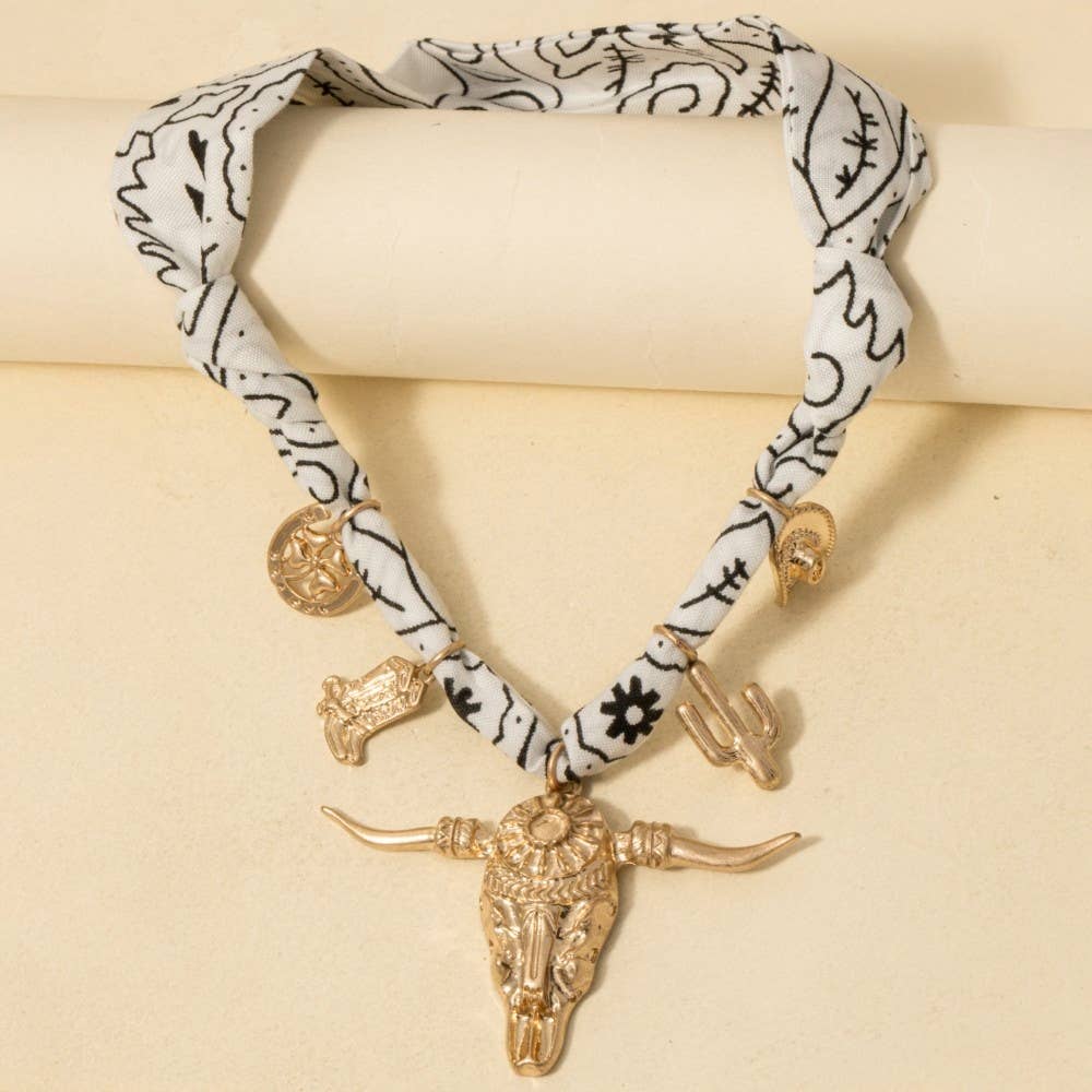 Assorted Western Charms Paisley Bandana Necklace