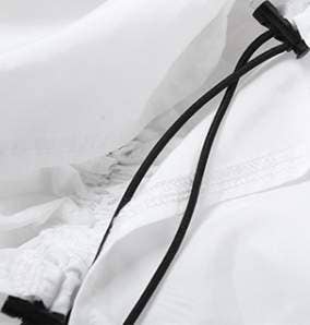 Image of Sexy drawstring ruched white dress women