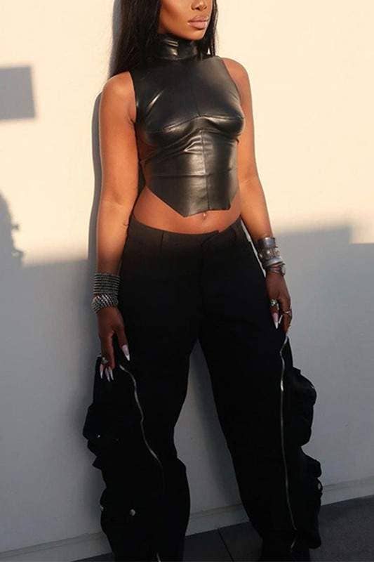 Vinyl sleeveless top