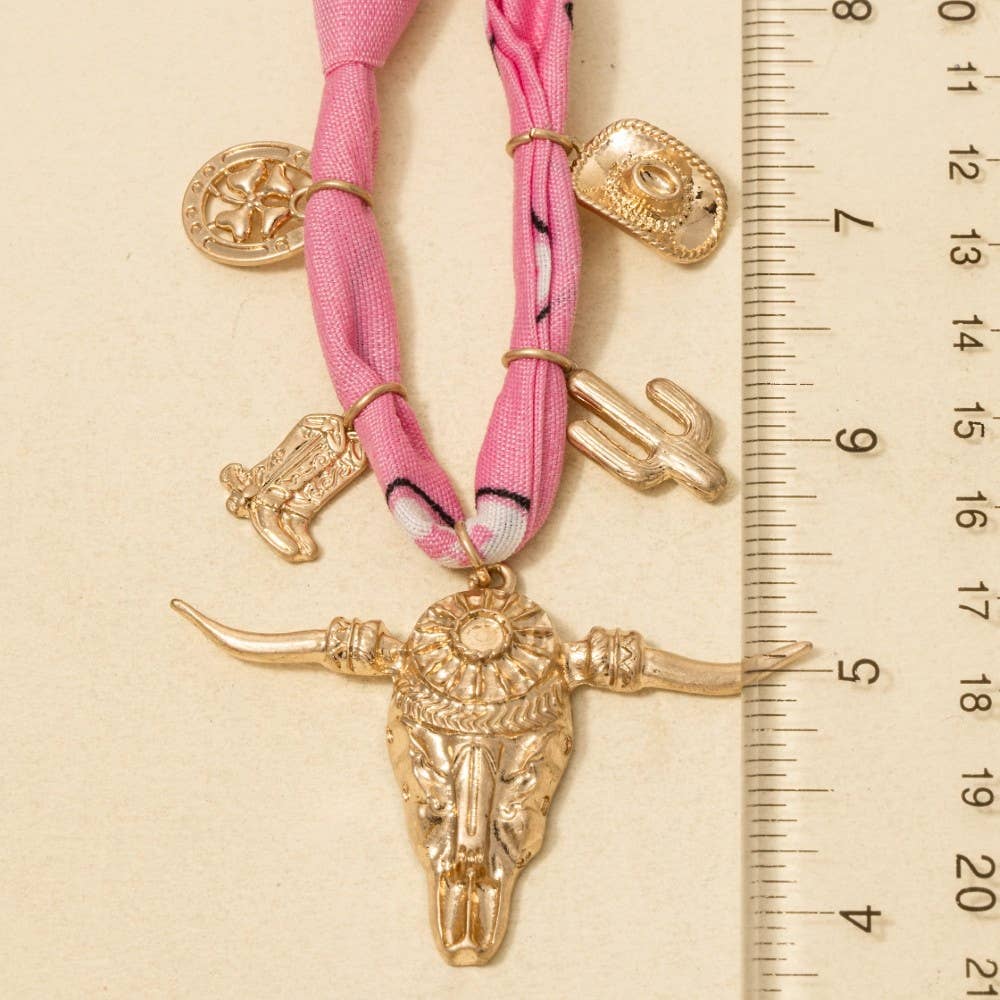 Assorted Western Charms Paisley Bandana Necklace