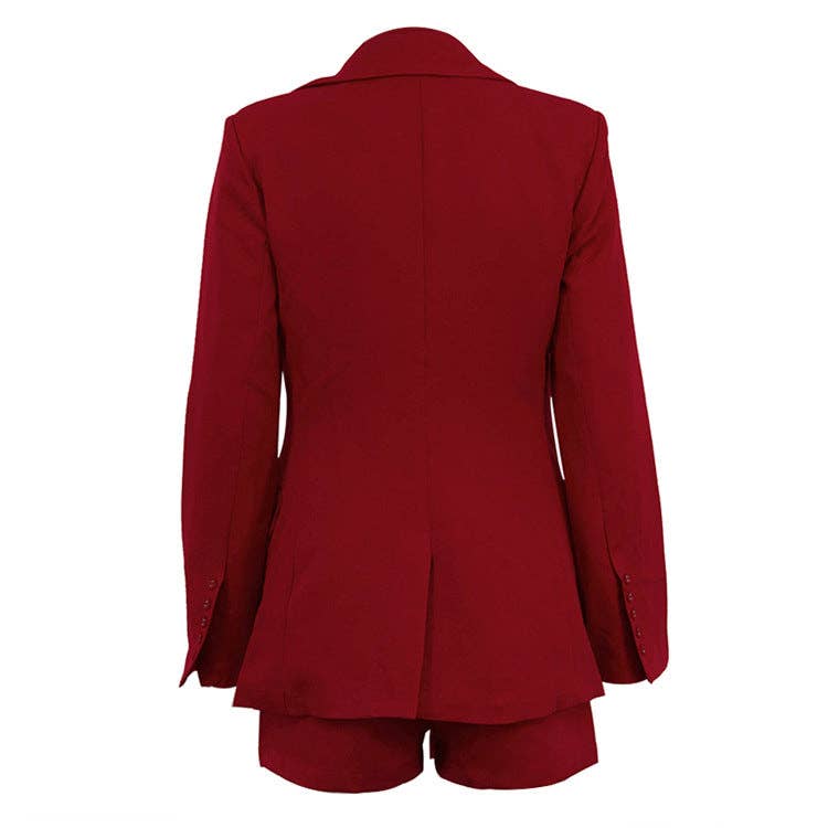 Image of Stella Red Shorts and Jacket Two Piece Set with Tie