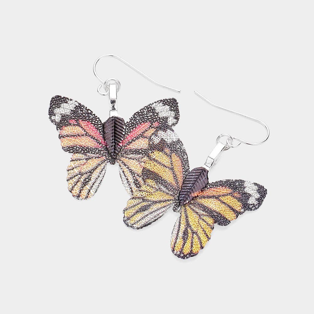 Image of Gold Monarch Butterfly Drop Earrings