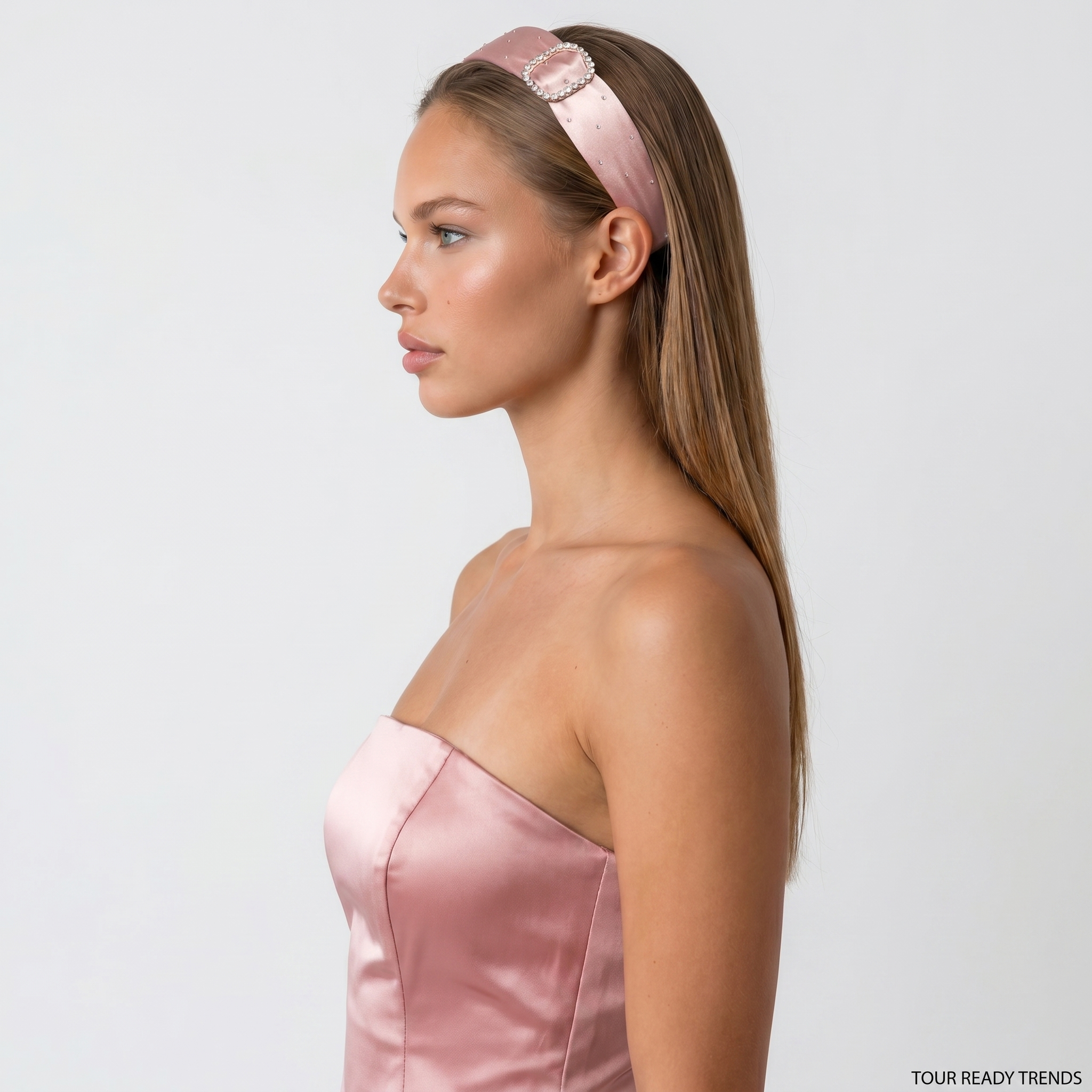Image of Satin Crystal Buckle Headband | Wide Hair Accessory