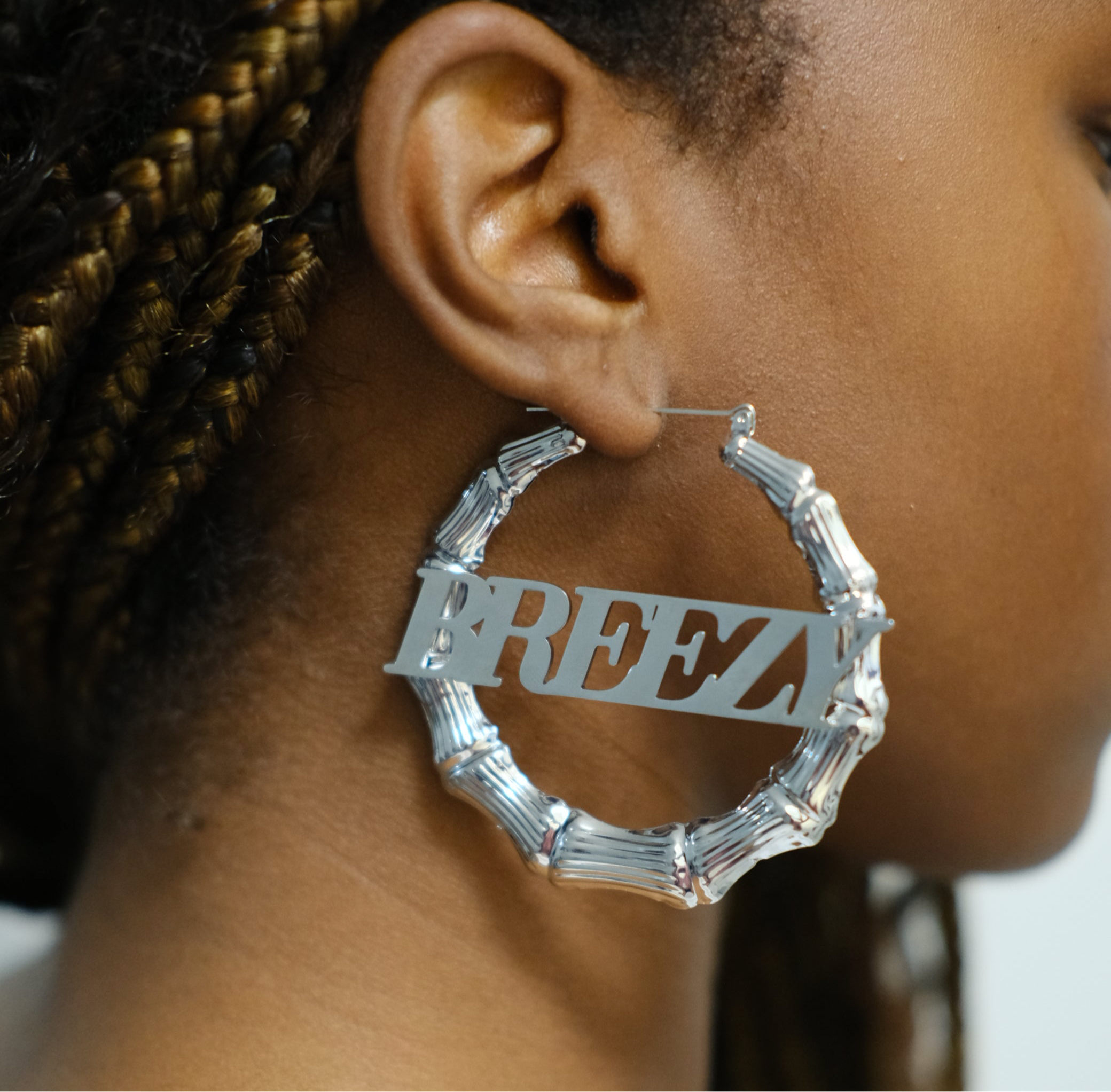 Breezy Bowl Bamboo Hoop Earrings Silver