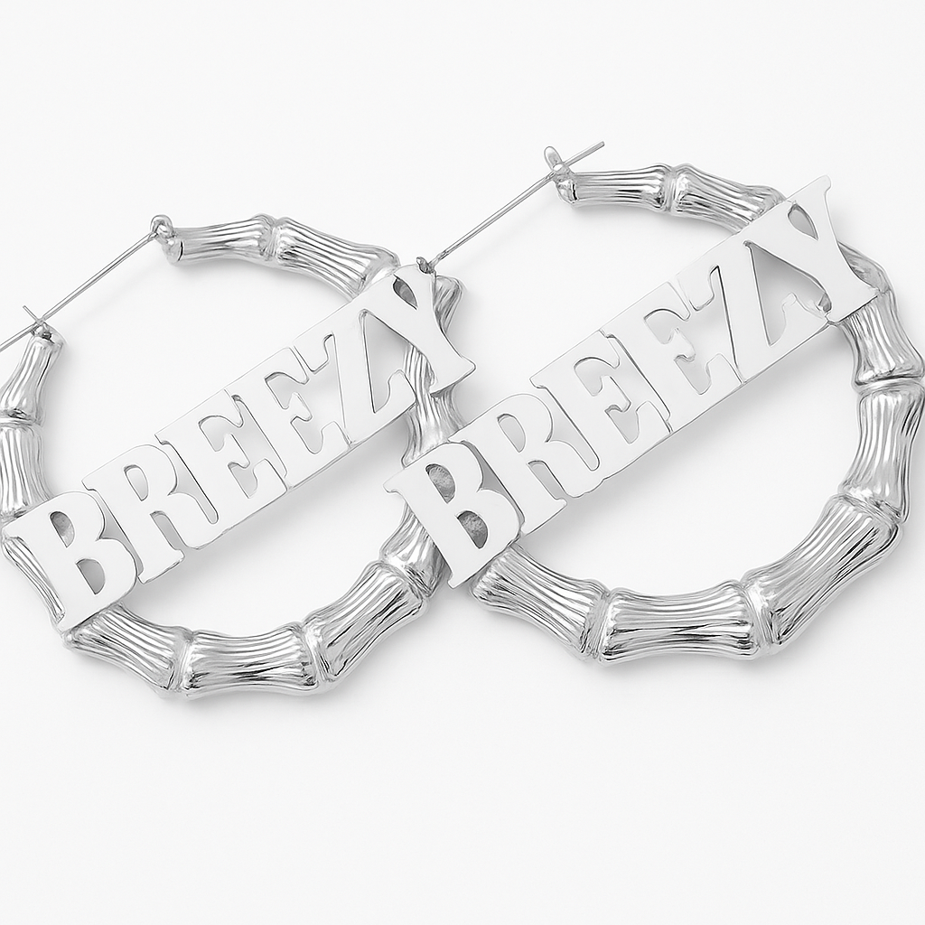 Breezy Bowl Bamboo Hoop Earrings Silver