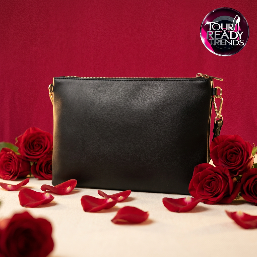 Image of Black & Red Rose Clutch Purse | Romantic Era