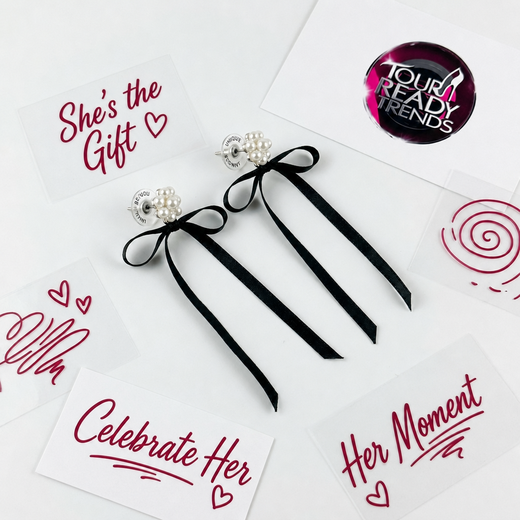 Image of Bow Long Drop Ribbon Earrings | Eternal Sunshine