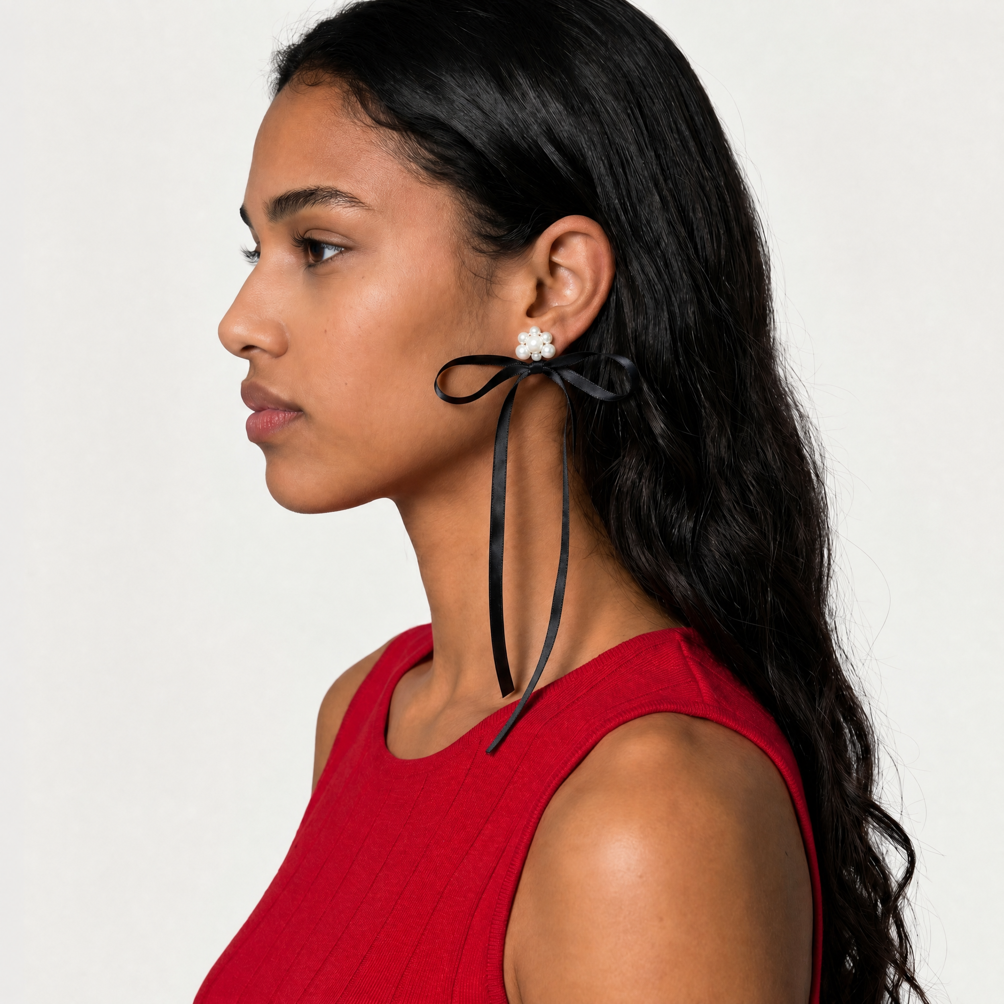 Image of Bow Long Drop Ribbon Earrings | Eternal Sunshine