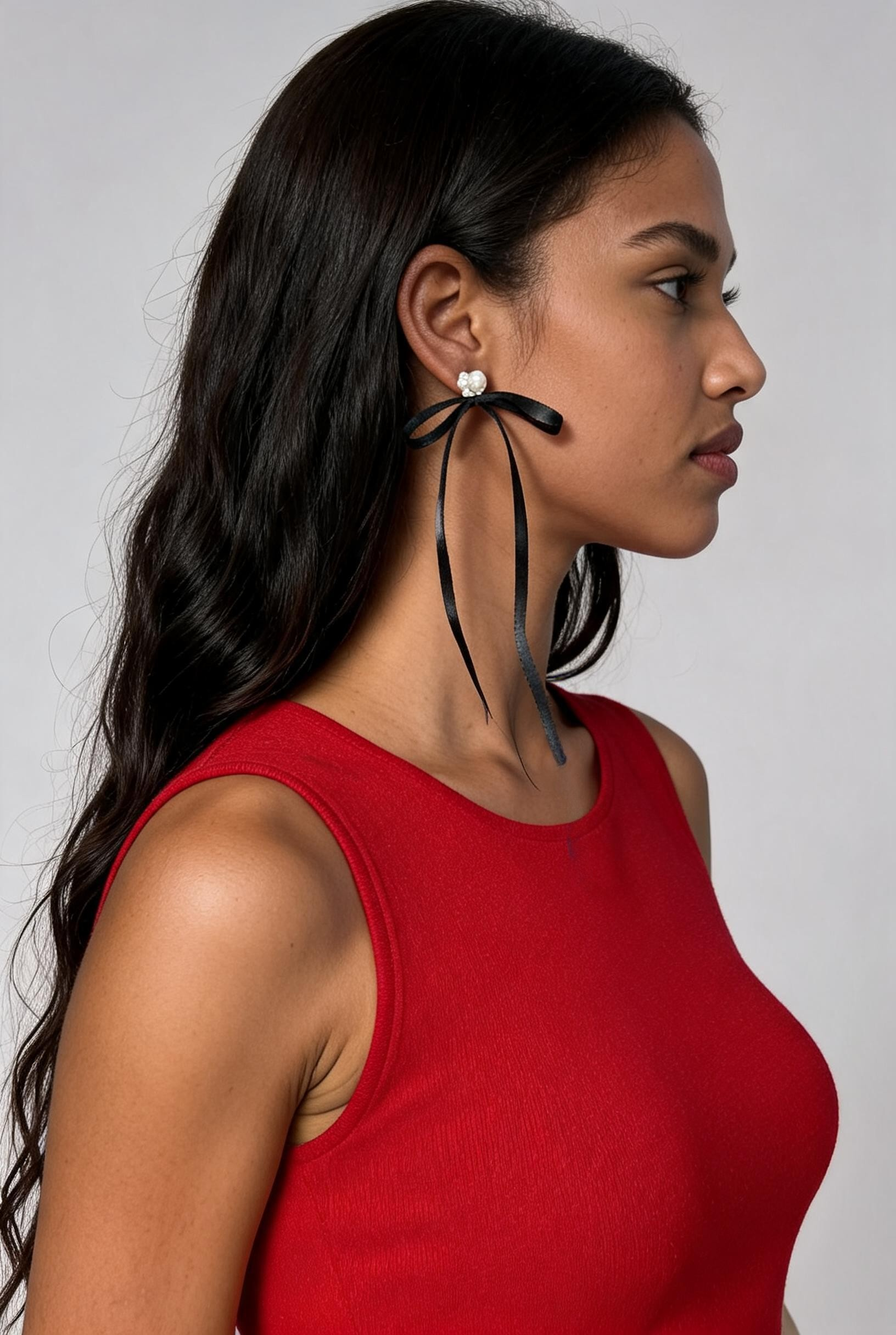 Image of Bow Long Drop Ribbon Earrings | Eternal Sunshine