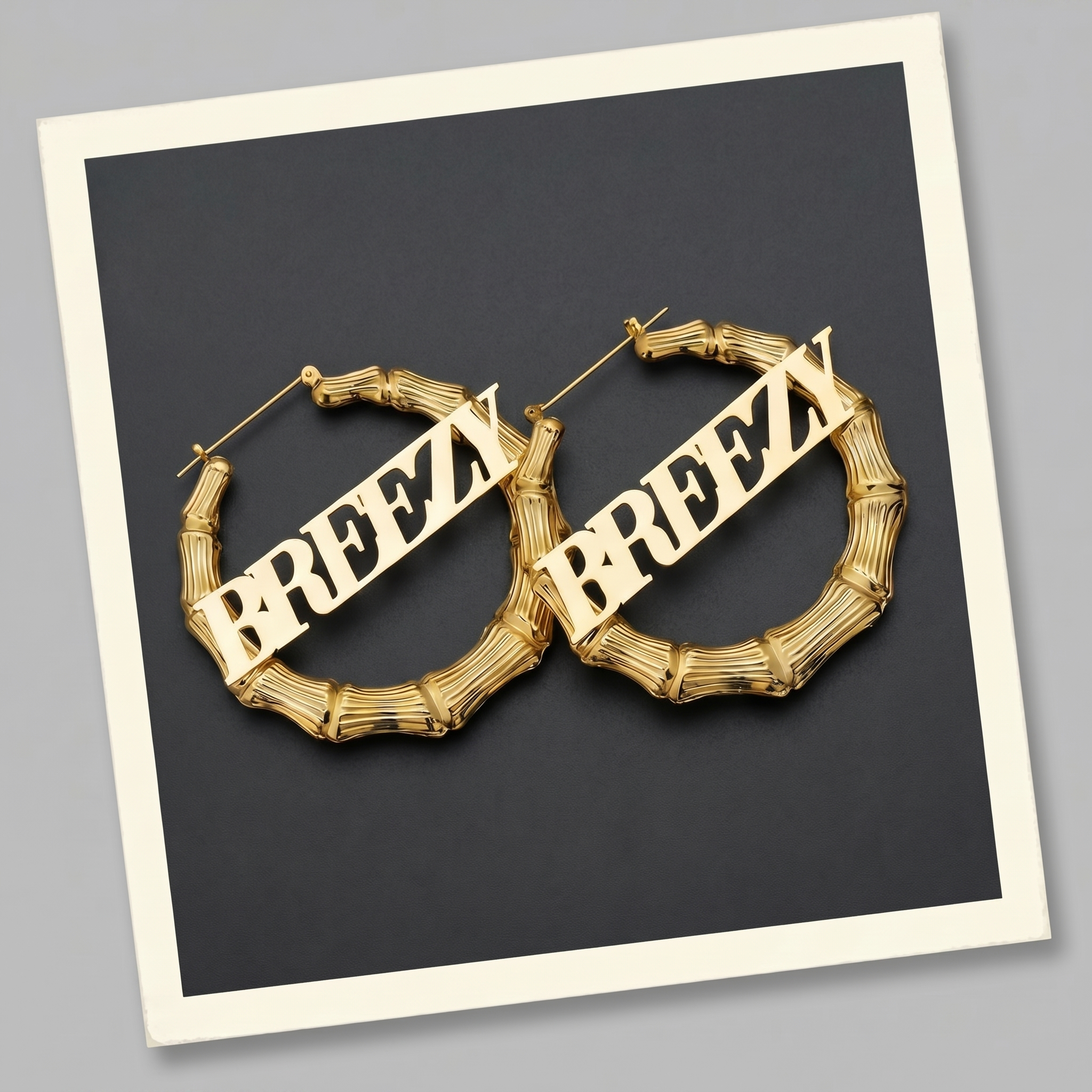 Image of Breezy 4-Ever Gold Bamboo Hoop Earrings | Raymond & Brown R & B Tour