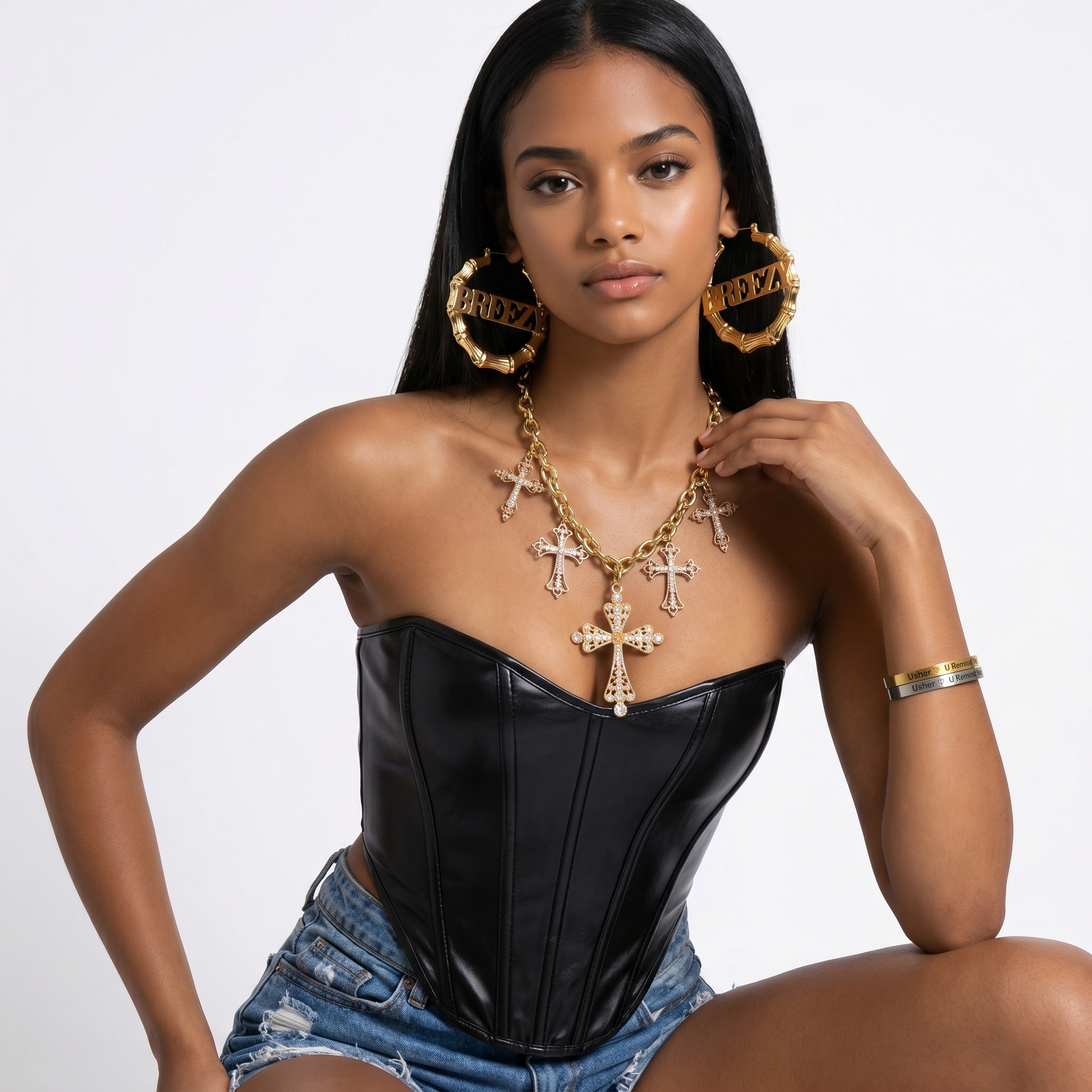 Image of Breezy 4-Ever Gold Bamboo Hoop Earrings | Raymond & Brown R & B Tour