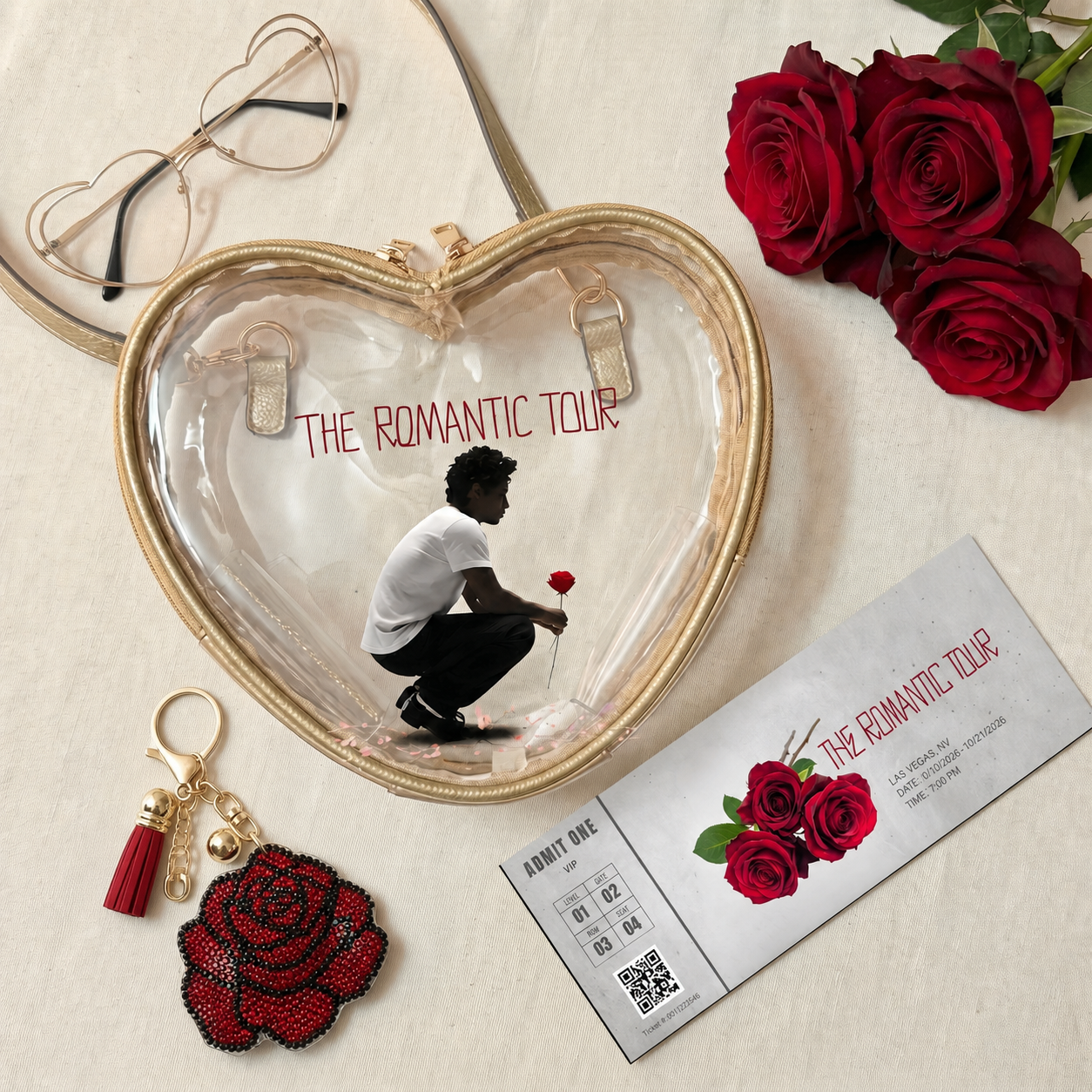 Image of Romance Tour Gold Heart Stadium Bag Set