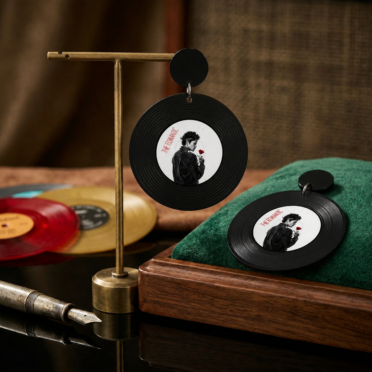 Image of Romantic Tour Vinyl Record Drop Earrings
