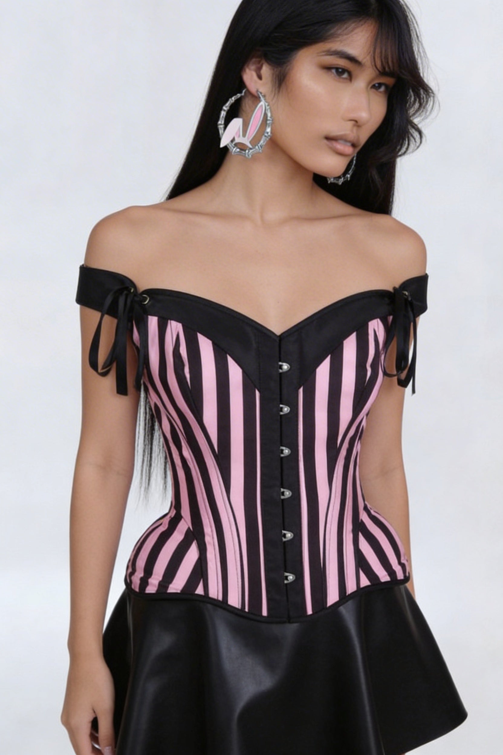 Image of Bunny Bamboo Hoop Earrings - Spring Glam Silver